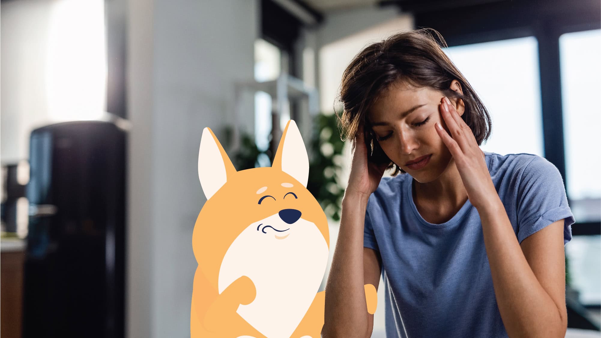 Dog sensing sad owner illustration