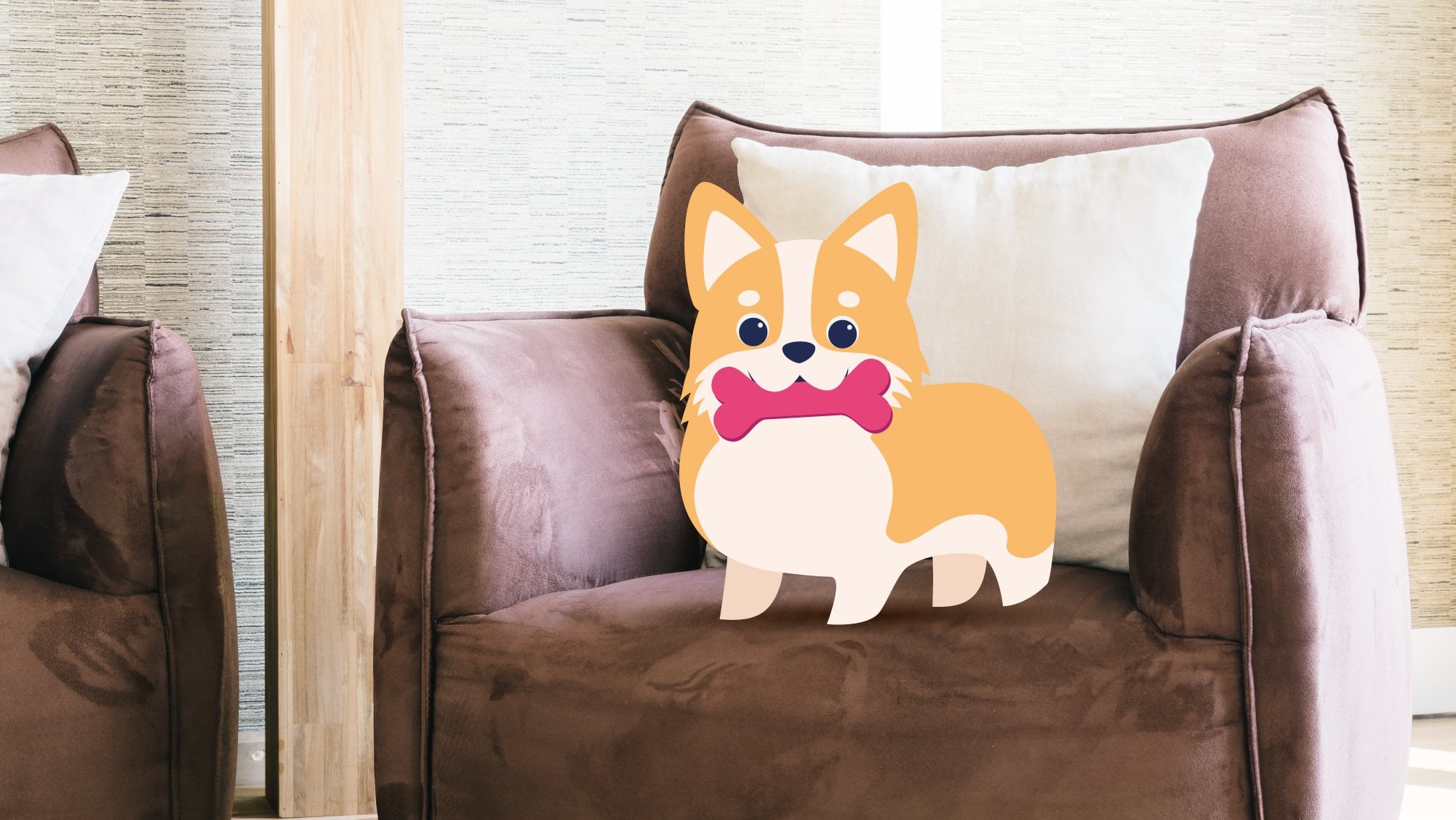 Puppy with chew toy illustration